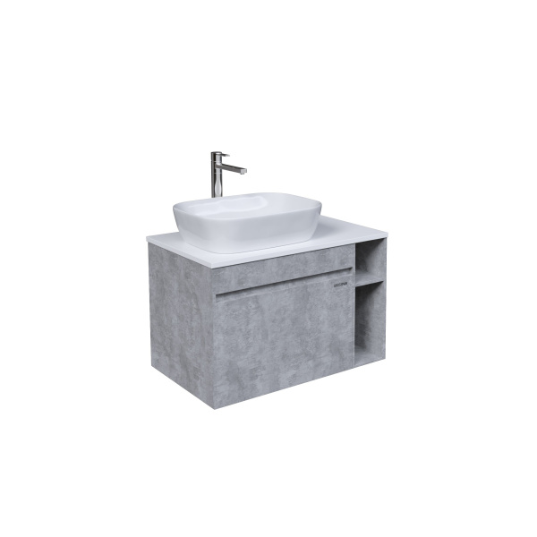 Тумба под раковину в ванной подвесная Grossman ФАЛЬКОН-80 см, бетон